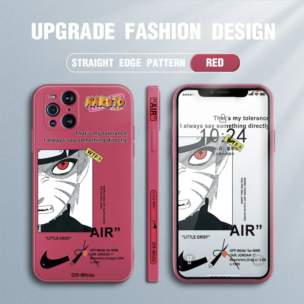Jizetin for OPPO Find X3 Case Side Design Phone Cover Anime Uzumaki Naruto Cover Square Edge Pattern Liquid Silicone Trend Case