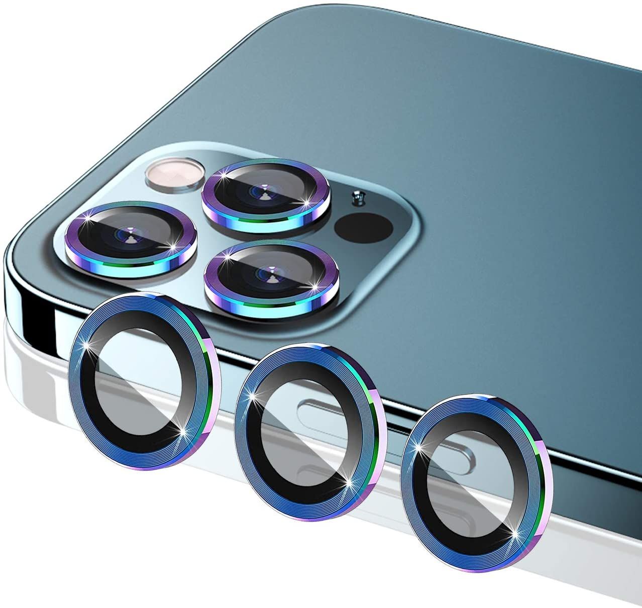 Camera Lens Protector Compatible with iPhon.e 12 Pro Max 6.7'' - Colorful [Alloy Frame] [Tempered Glass] [Easy to Install] [Light Weight] [Case Friendly] [Multi-Color] [New Version]