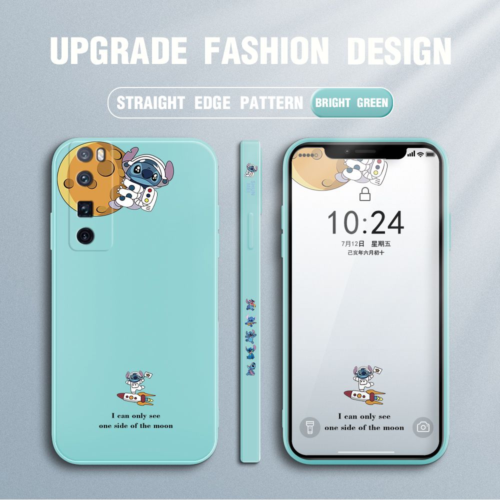 Jizetin for Huawei Nova 7 Pro Case Side Design Phone Cover  Astronaut Stitch Cover Square Edge Pattern Liquid Silicone Trend Case