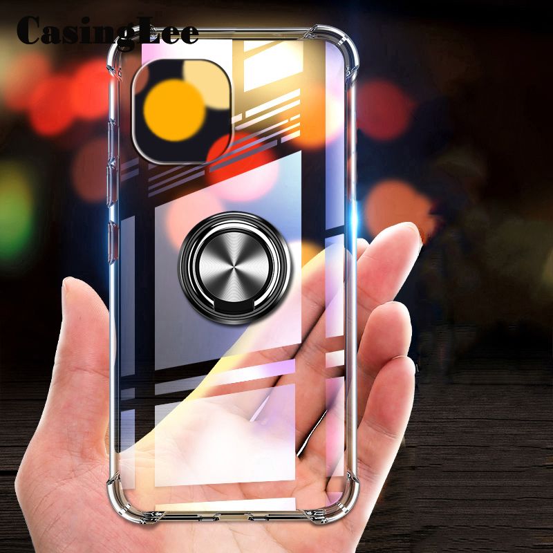 Casinglee For Xiaomi 11 Lite 5G NE Soft Case Clear Transparent Airbag Protector Shockproof Car Magnetic Holder Ring Phone Cover Xiaomi 11 Lite 5G NE Phone case