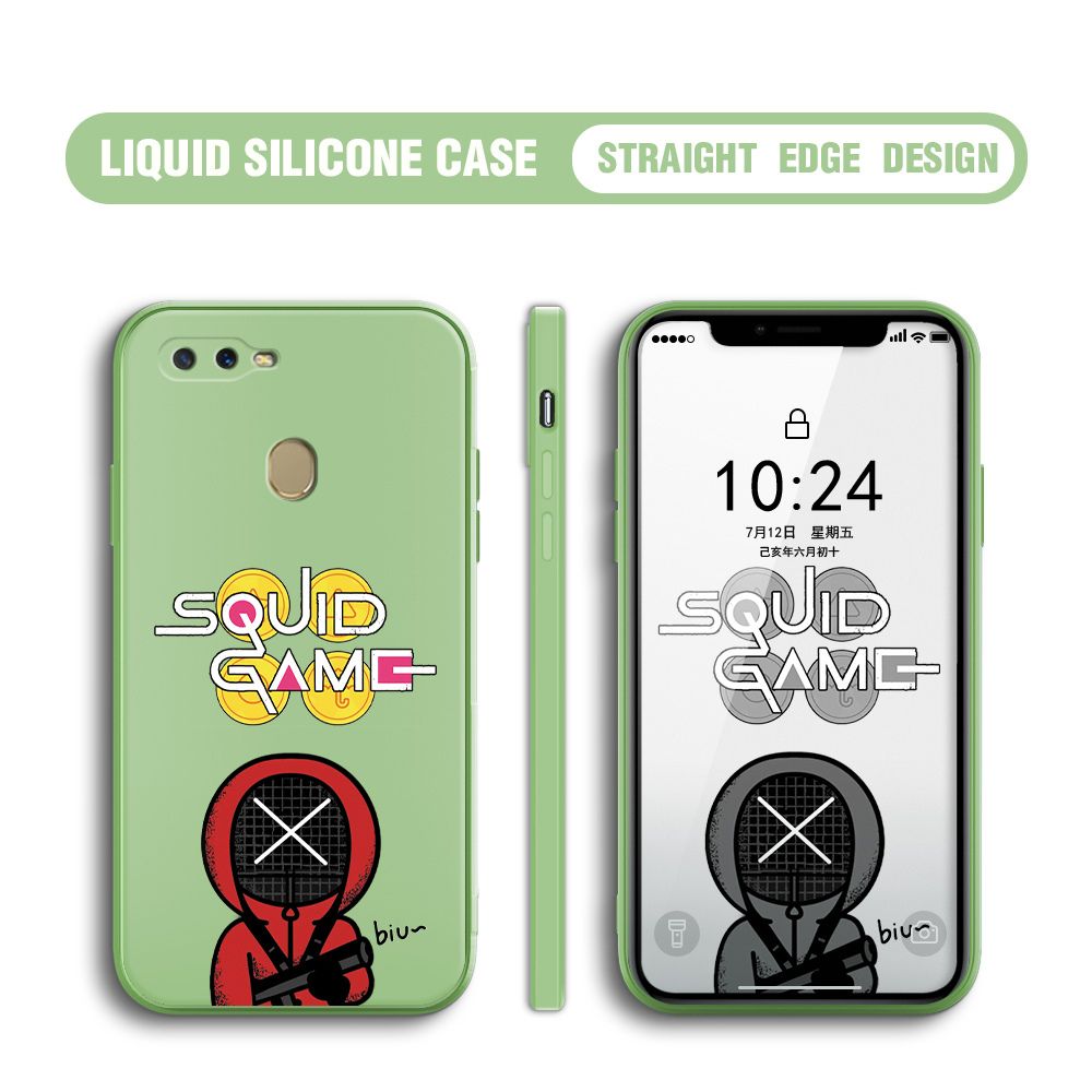 Jizetin for OPPO A7 Case Fashion Cartoon Judge Role Phone Cover Square Liquid Silicone Trend Phone Case