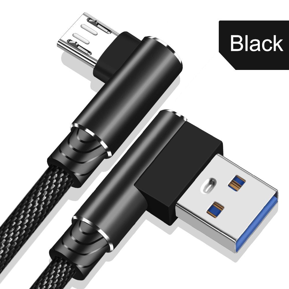 OLAF 2.4A 1M 2M 90 Degree Fast Charging Micro USB Cable For Samsung S6 S7 For Xiaomi Xiaomi Redmi 4X Note 4 5 USB Charger Cable
