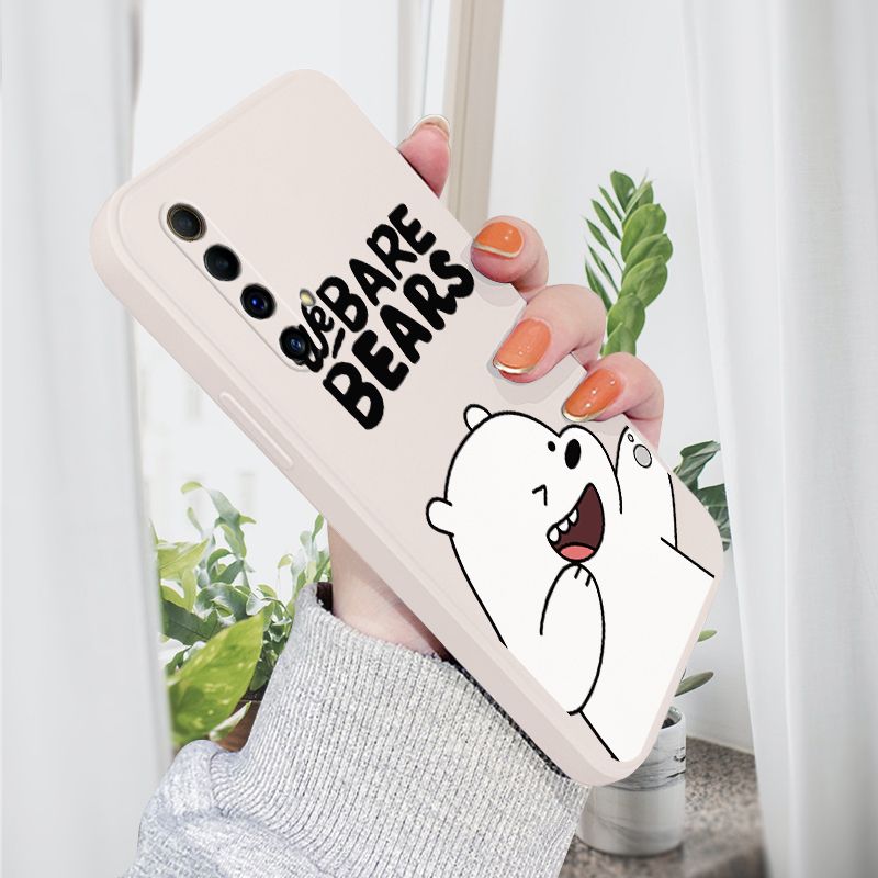 AMORVOR for Realme X50 Back Cover Cartoon Cute Panda Side design Soft Case Liquid Silicone Phone Cases