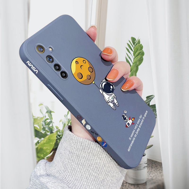 AMORVOR for Realme 6/Narzo Back Cover Cartoon Astronautn Side design Soft Case Liquid Silicone Phone Cases