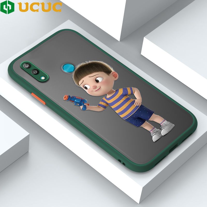 UCUC for Huawei Y7 2019 Y7 Prime 2019 Back Cover Naughty Little boy Frosted Transparent Hard Phone Case Thin Shockproof Full Cover Camera Protect Case