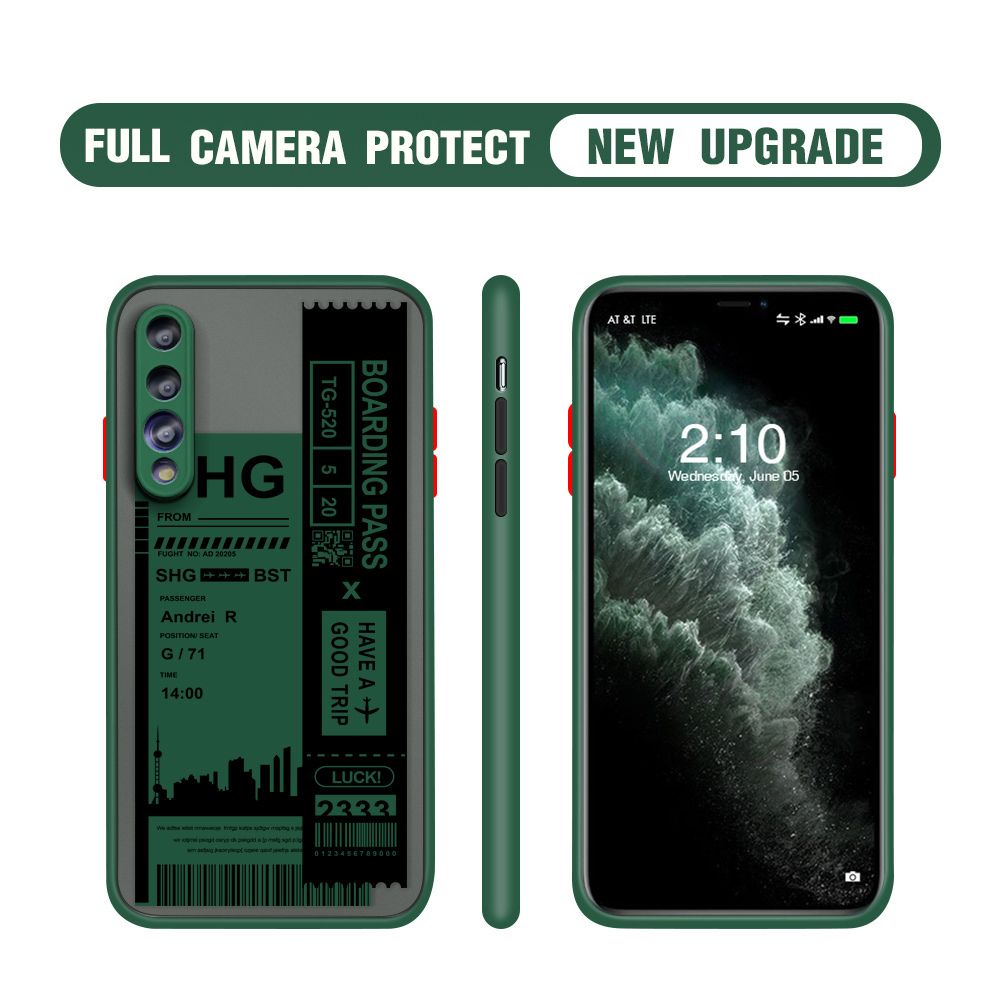 Hontinga for Huawei P20 Pro Case Cute Air Ticket City Scenery Camera Shockproof Protection Cases Edge Frosted Transparent Phone Cover