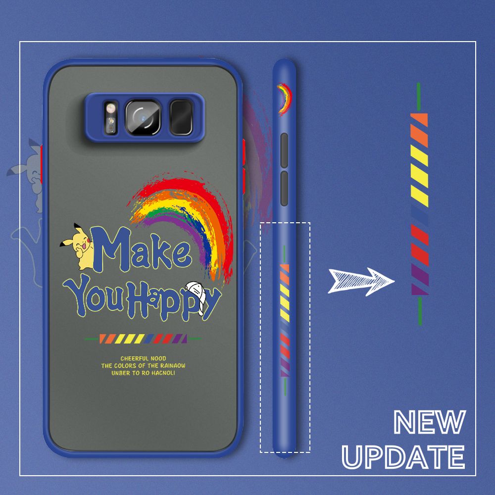 UCUC for Samsung Galaxy S8 Plus Back Cover Rainbow Pikachu Side Printed Design Phone Case Ultra Thin Frosted Cover Shockproof Phone Cover
