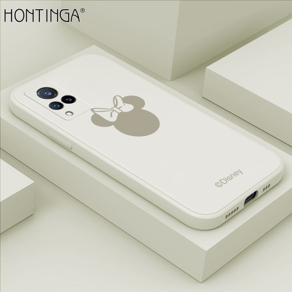 Hontinga for Vivo V21 Case Cartoon Mouse Phone Case Soft Square Edge Silicone Cases Full Lens Cover Shockproof Protection Cover