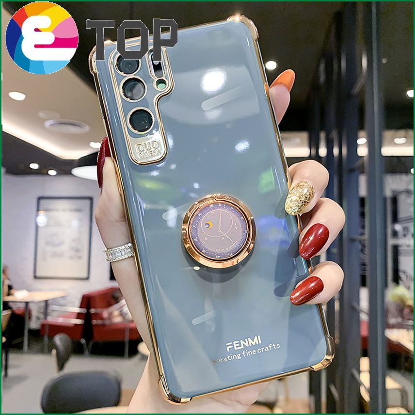 Huawei p30pro mobile phone shell creative clock ring bracket suitable for p30 all-inclusive lens electroplating anti-fall silicone