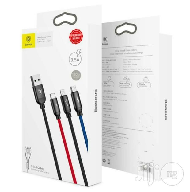 Baseus Three Primary Colors 3 In 1 USB Cable