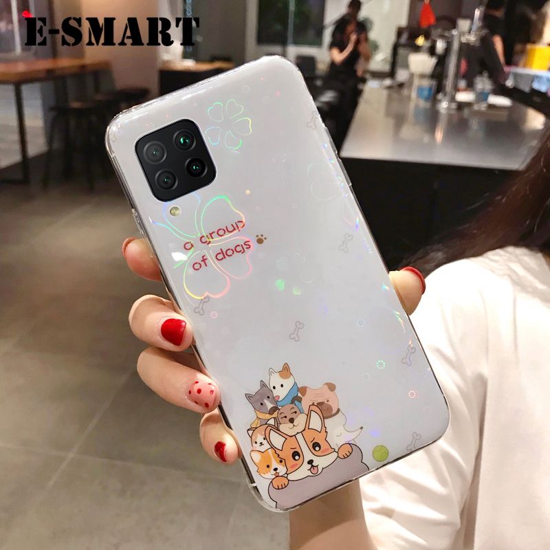 Phone Case Samsung Galaxy M33 5G Back Cover Cute Cartoon Bear Cases Soft Silicone Colorful Cherry Blossoms for Samsung M33 5G Case