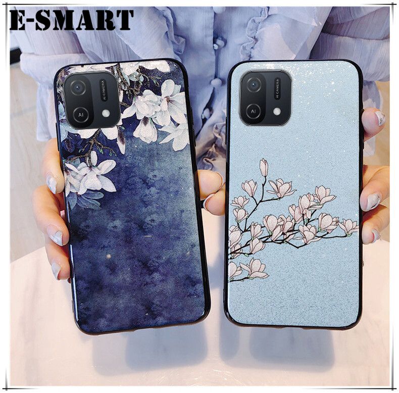 Phone case OPPO A16K Back Cover Flowers Gardenia & Magnolia Bling Glitter Soft Silicone Protector OPPO A16 K Case