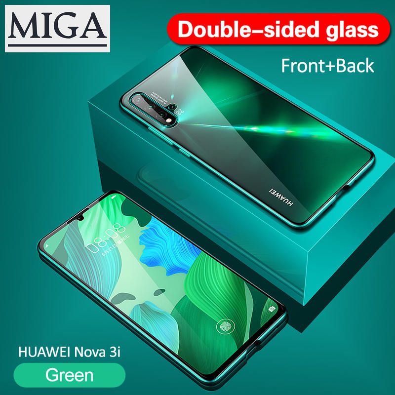 For Huawei Nova 3i Nova 7i Nova 5T Vivo V17 Pro Y50/Y30 Y95/Y93/Y91 Luxury Double-sided Glass Metal Magnetic Adsorption Phone Case 360 Full Protection Front+Back Tempered Glass Shockproof Back Case Cover