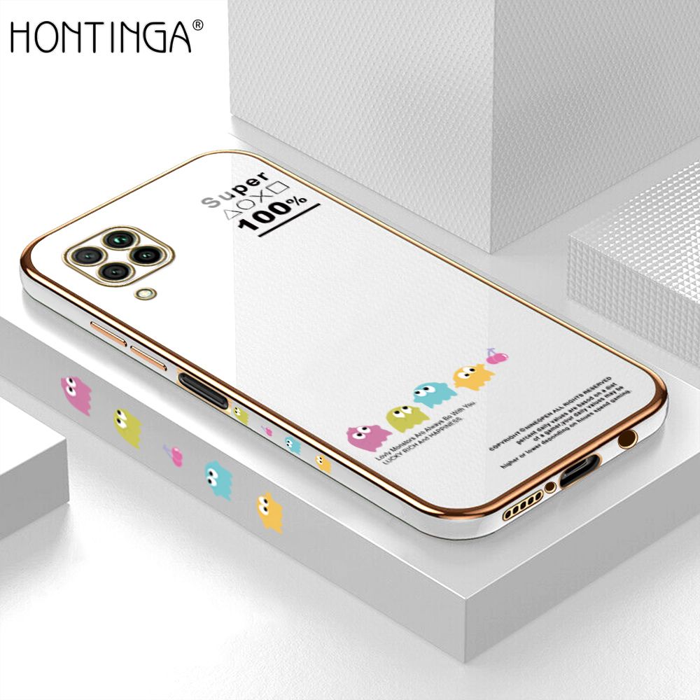 Hontinga for Huawei Nova 7I Back Cover + Free Lanyard Luxury 6D Plating Cute Game Mobs Side Pattern Case Soft Silicone Square Mobile Cover