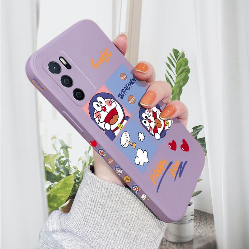 AMORVOR for OPPO A16 Back Cover Cute Happy Cartoon Side design Soft Case Multicolor Liquid Silicone Phone Cases