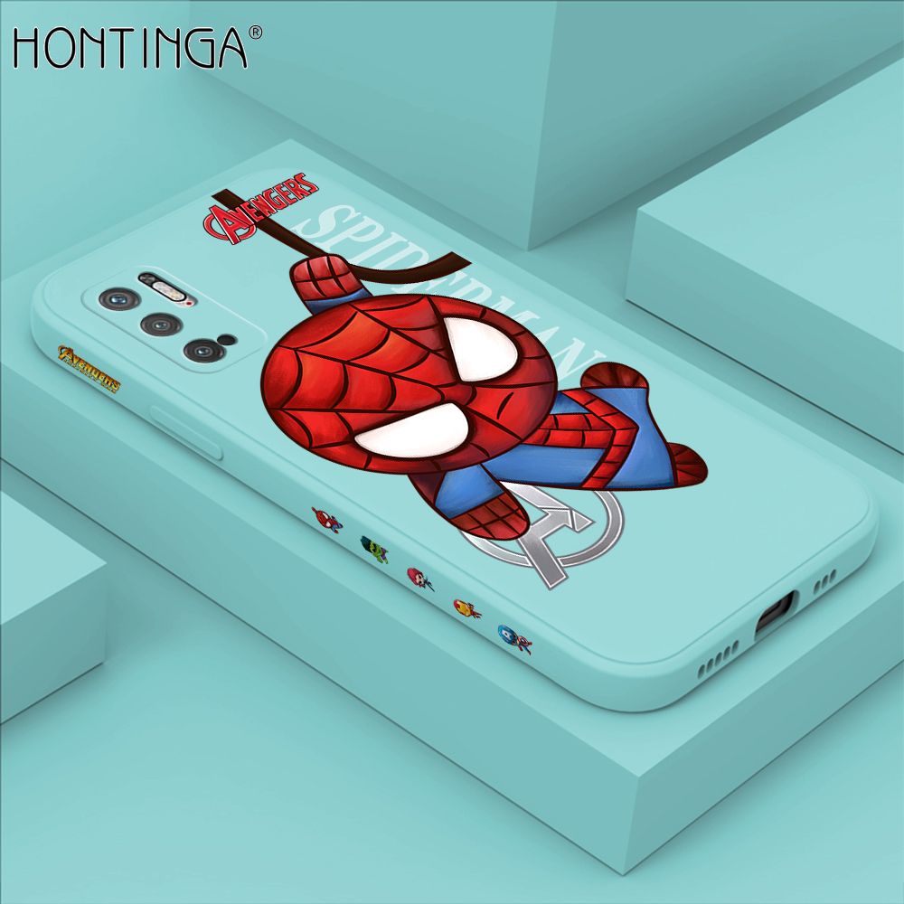 Hontinga for Xiaomi Redmi Note 10 5G Case Side Design Cartoon Little Spider Back Cover Soft Square Edge Pattern Liquid Silicone Trend Phone Cases