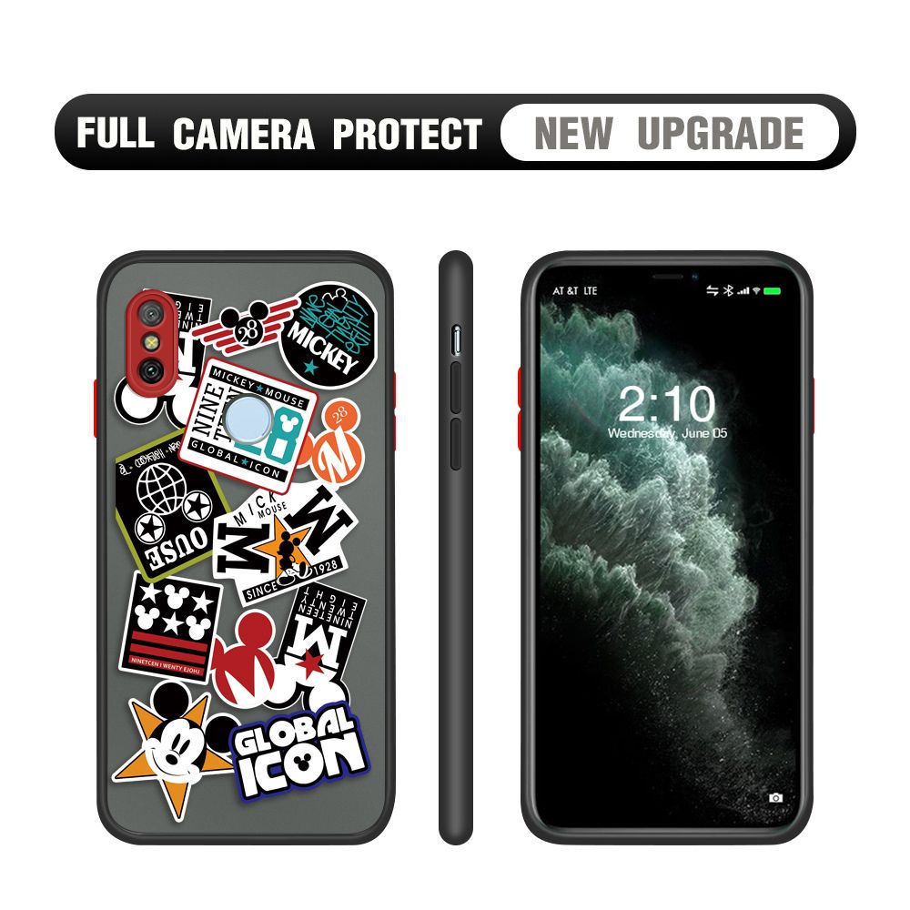 Hontinga for Redmi 6 Pro Case Travel Poster Camera Shockproof Protection Cases Edge Frosted Transparent Phone Cover