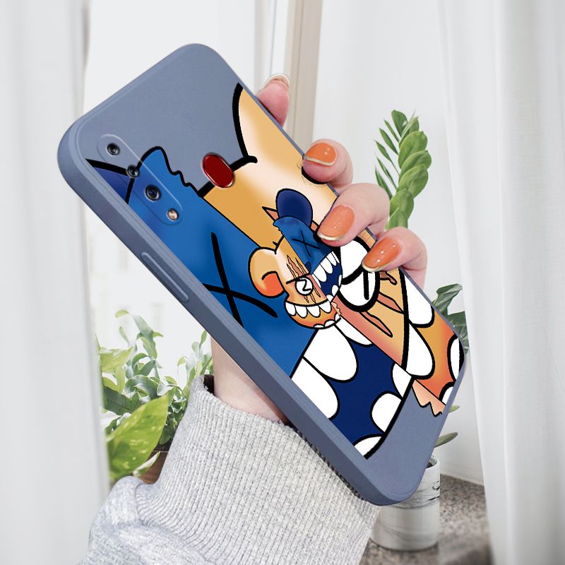 AMORVOR for Samsung Galaxy A20S Back Cover Fashion Popular Side design Soft Case Liquid Silicone Phone Cases