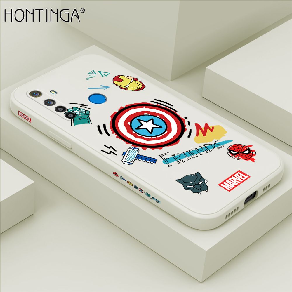 Hontinga for Realme 5S Case Side Design Trendy Cartoon Sign Back Cover Soft Square Edge Pattern Liquid Silicone Phone Cases