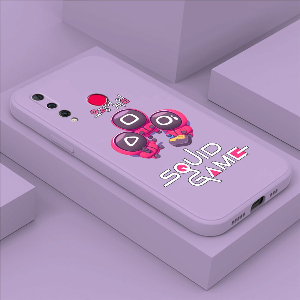 ZeroQiQi for Huawei Nova 4 Case Cute Cartoon Cute Squid Character Phone Cover Square Liquid Silicone Shockproof Phone Protective Case