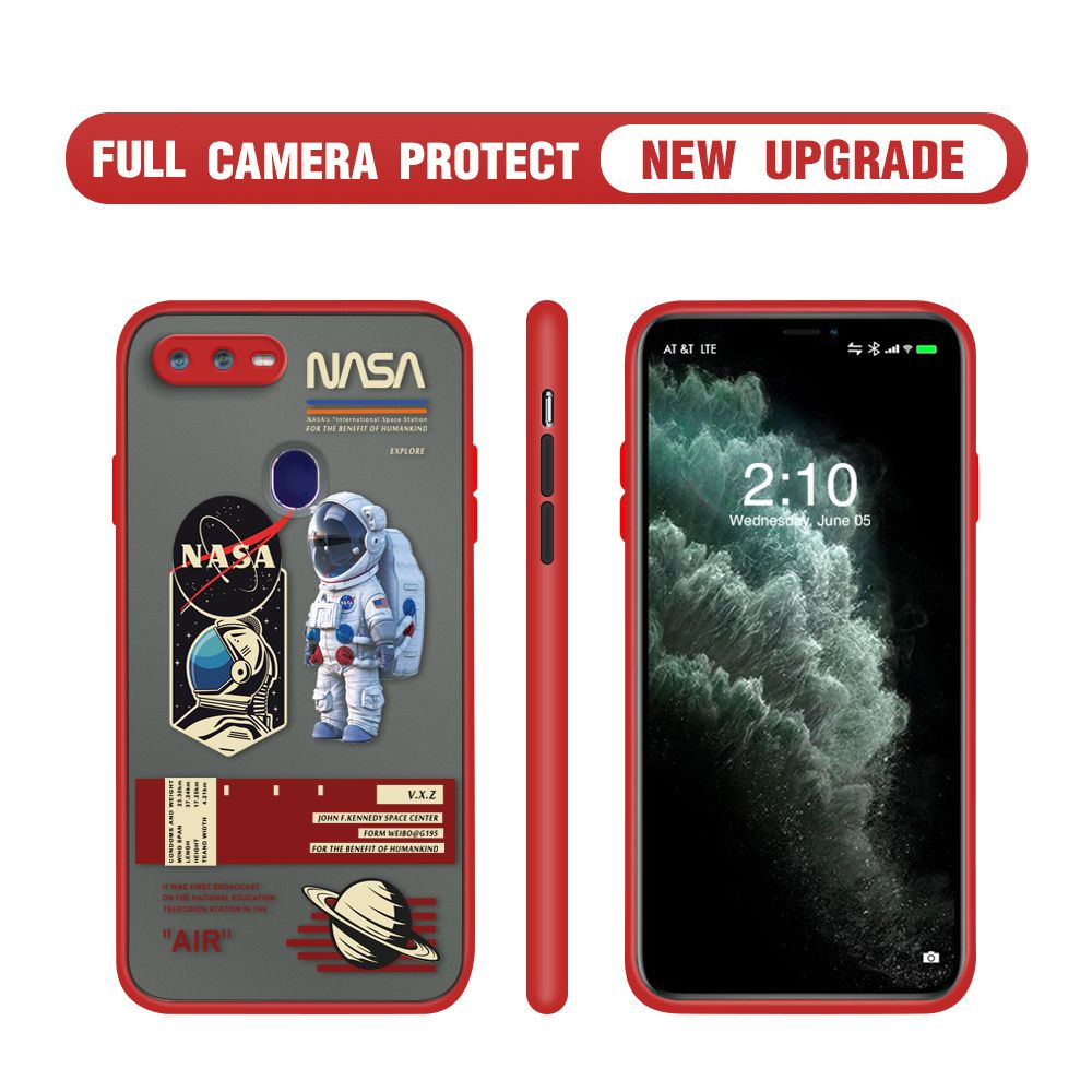 Hontinga for OPPO F9 / F9 Pro / Realme 2 Pro / U1 Case Cartoon Astronaut Cover Camera Shockproof Protection Case Edge Frosted Transparent Phone Cover