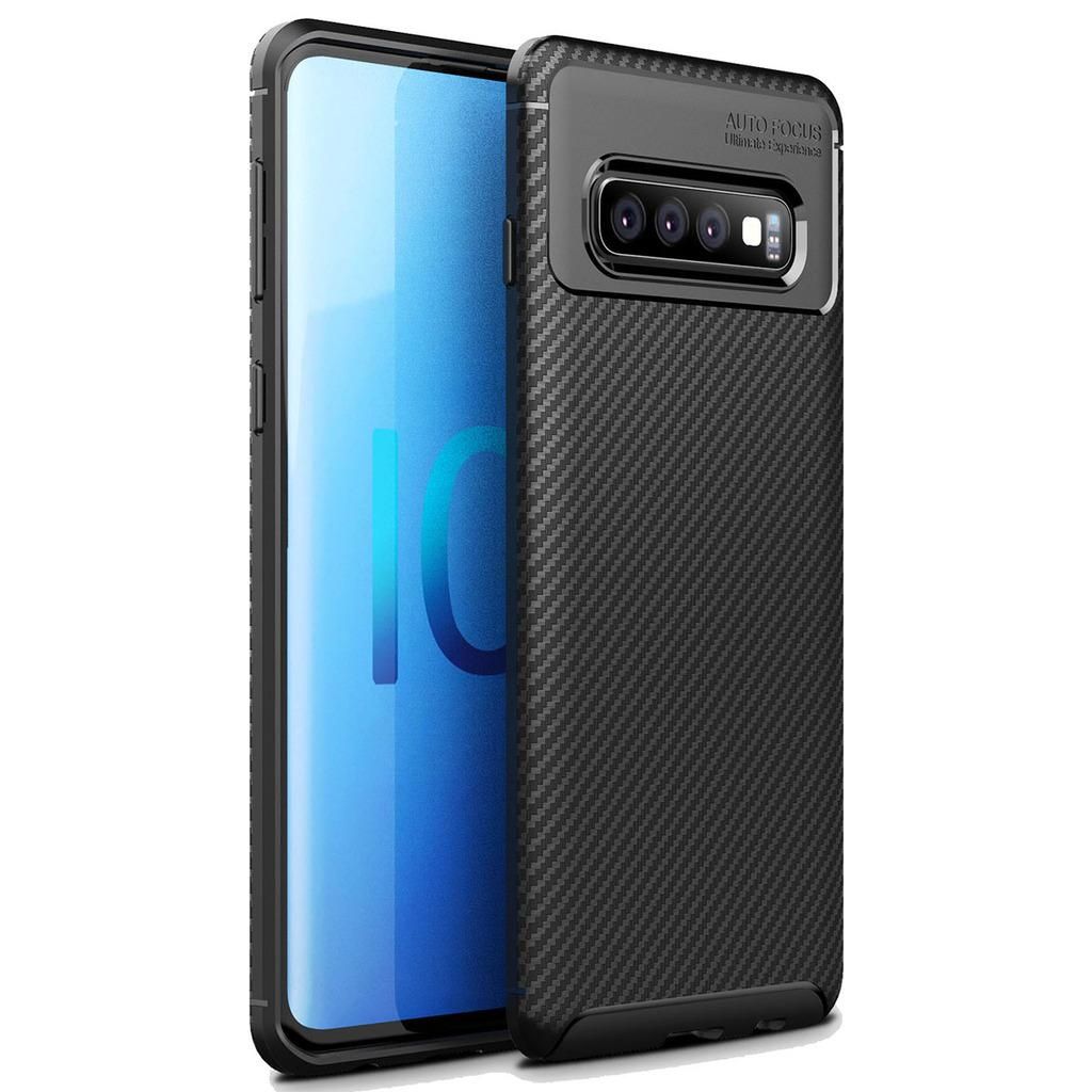 For Samsung Galaxy S10 Carbon Fibre Grip Slip-Resistant Soft TPU Silicone Shockproof Protection Case Cover