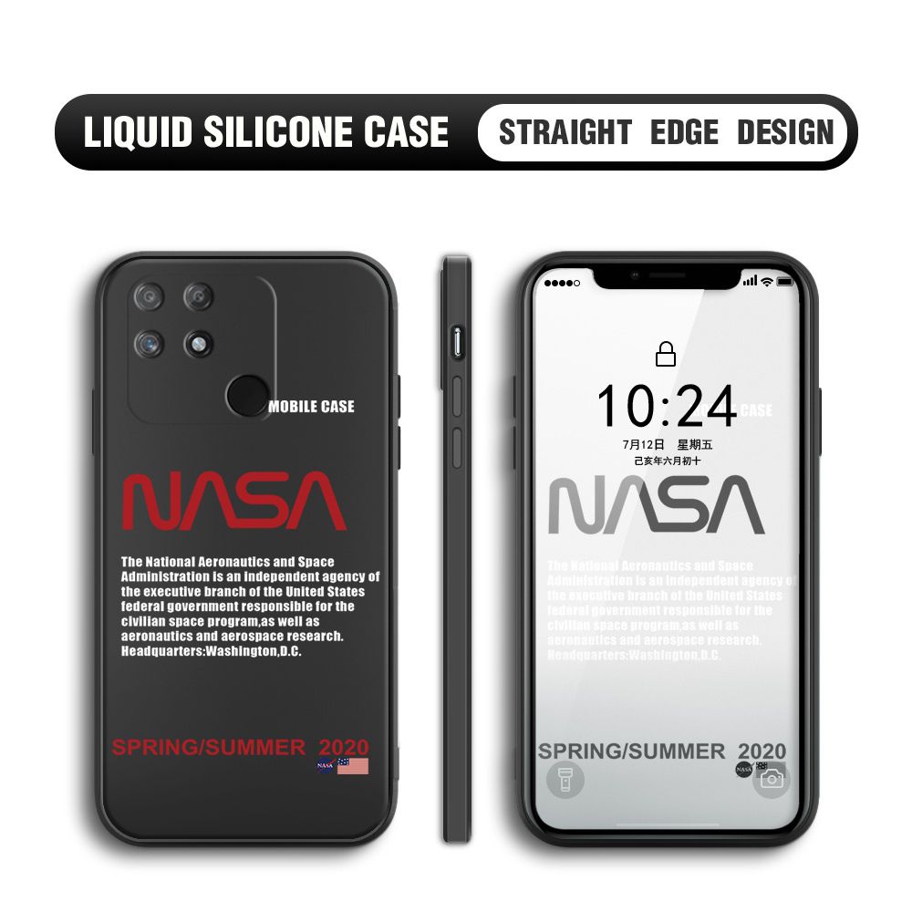 Jizetin for Realme Narzo 50A Back Cover NASA Spacecraft Pattern Design Liquid Silicone Phone Case Soft Full Camera Protect Phone Cases