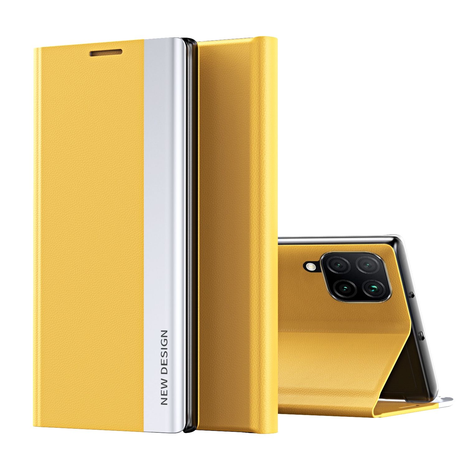 For Huawei P40 Lite Thin Slim Folio Flip Leather Magnetic Closure Case Cover