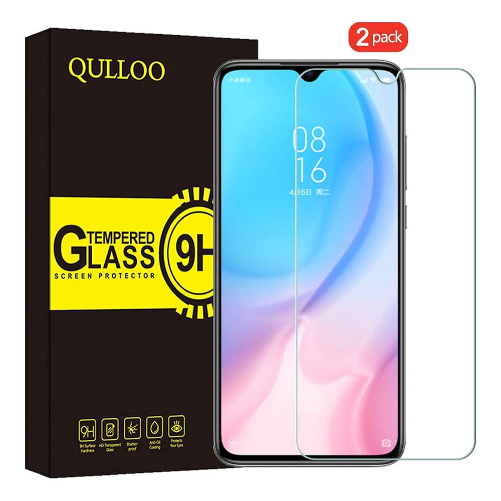 QULLOO Tempered Glass Compatible with Xiaomi   9 lite Screen Protector, Screen Protector 2.5D Full Coverage Protection Film Glas