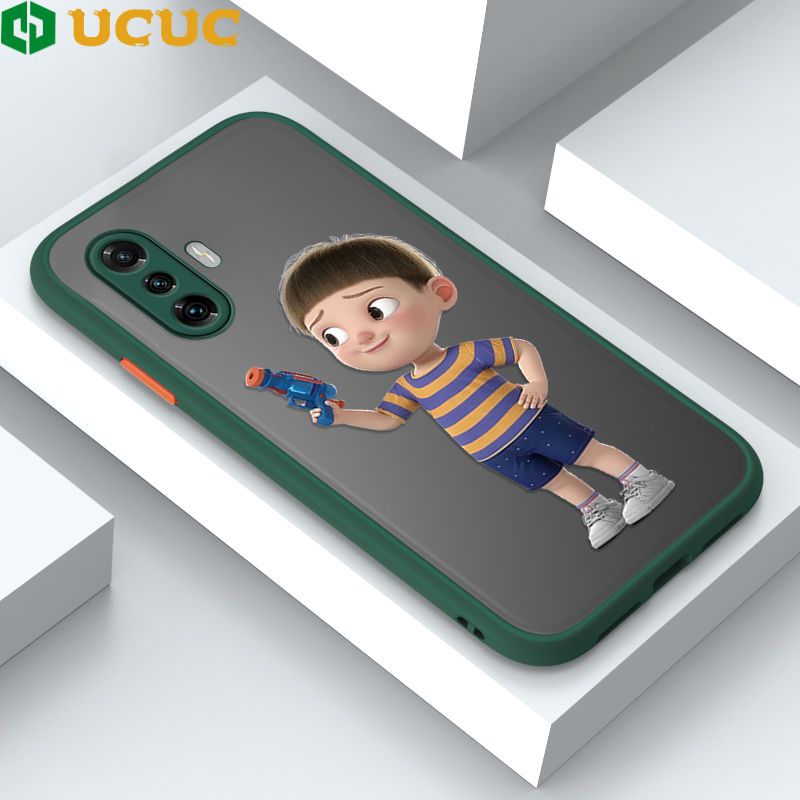 UCUC for Redmi K40 Gaming / Xiaomi Poco F3 GT Back Cover Naughty Little boy Frosted Transparent Hard Phone Case Thin Shockproof Full Cover Camera Protect Case