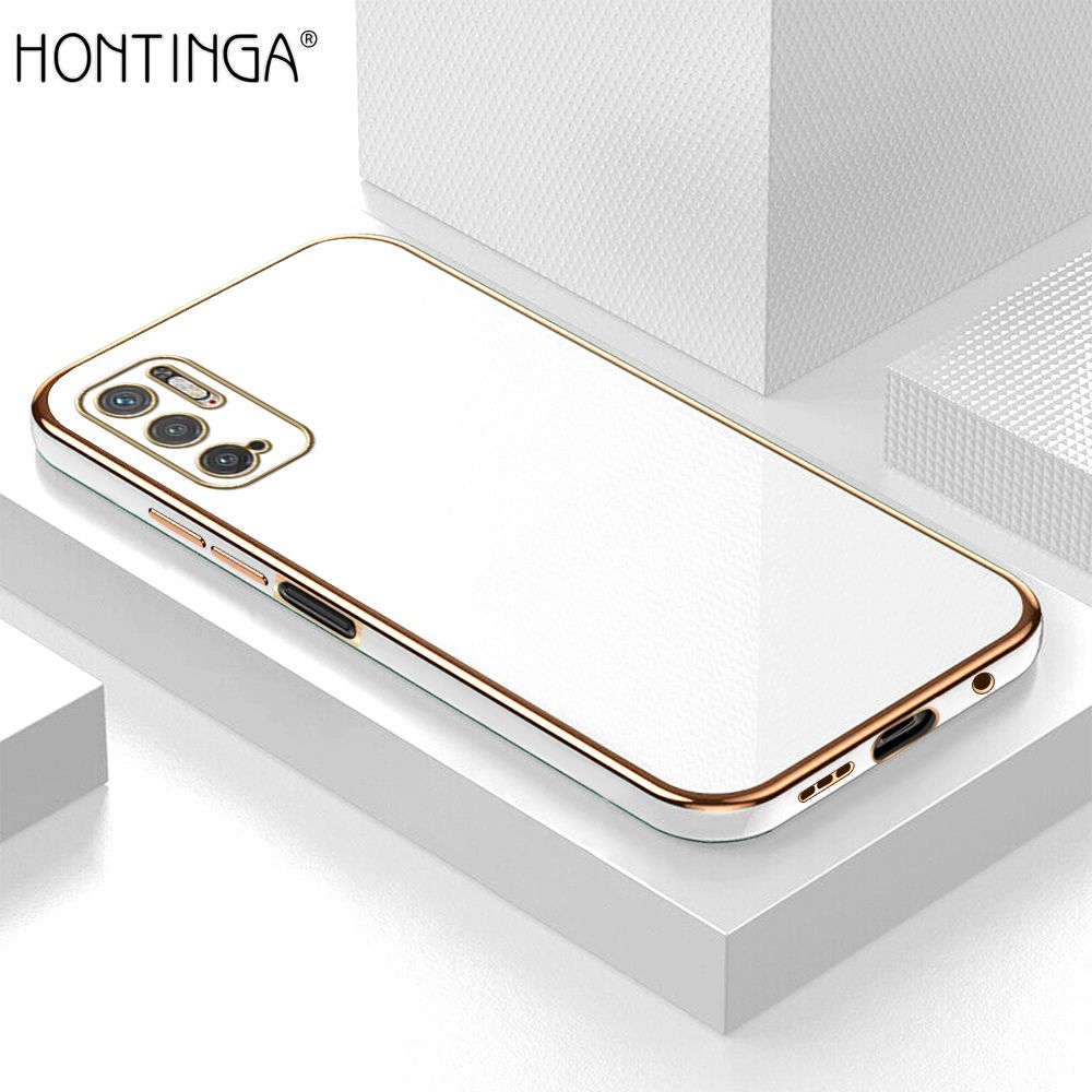 Hontinga for Redmi Note 10 5G Luxury 6D Plating Soft Casing Silicone Square Frame Phone Case Shiny Bling Back Cover