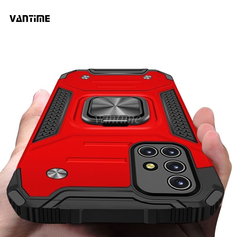Vantime for Samsung Galaxy M51 Case Hard Camera Protect ring finger stand holder Cover