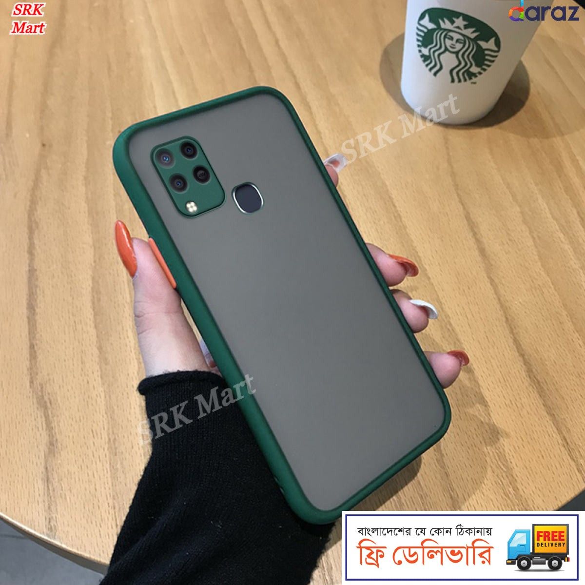 Infinix Hot 10s / Hot 10s NFC / Hot 10T - h SRK Mart Bumper cover Frosted Shockproof Protection Casing Hard Phone Case Matte Back Cover