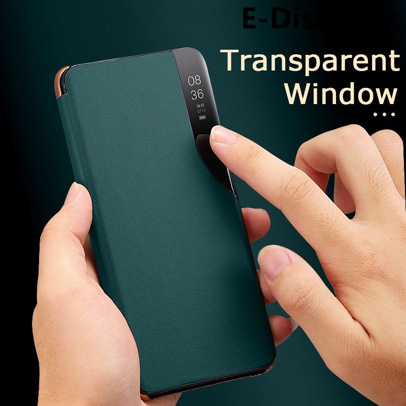 For Samsung Galaxy A30S Clear Window View Smart Transparent PU Leather Stand Holder Phone case for Galaxy A30s Flip Cases