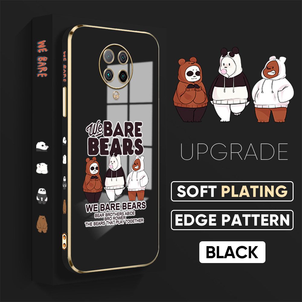 TA for Redmi K30 Pro / Xiaomi Poco F2 Pro / Pocophone F2 Pro / K30 Pro ZooM Back Cover + Free Lanyard Cute Three Bears Luxury 6D Plating Case Side Pattern Soft Silicone Square Phone Cases