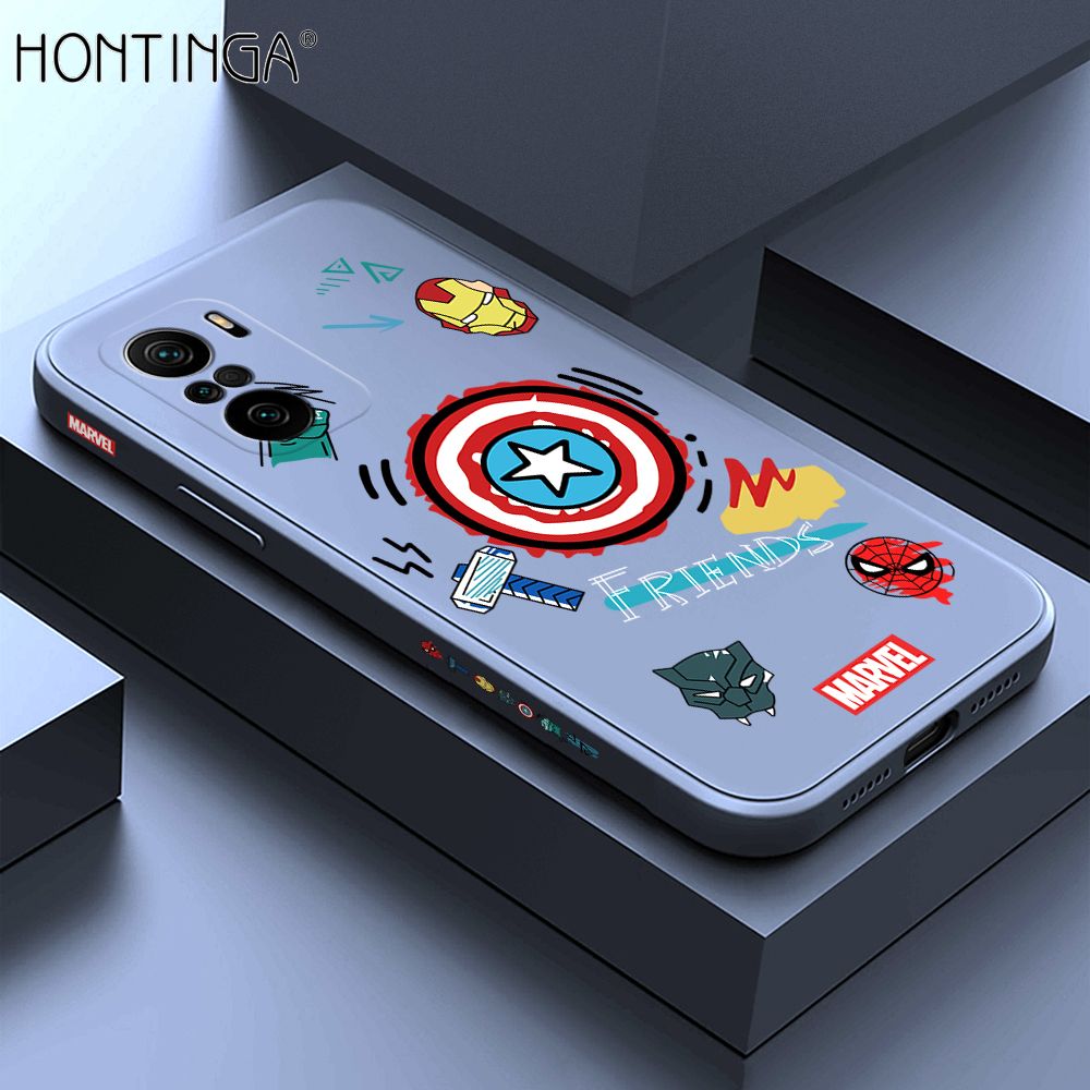 Hontinga for Xiaomi Poco F3 / Mi 11x / Redmi K40 / K40 Pro Case Side Design Trendy Cartoon Sign Back Cover Soft Square Edge Pattern Liquid Silicone Phone Cases