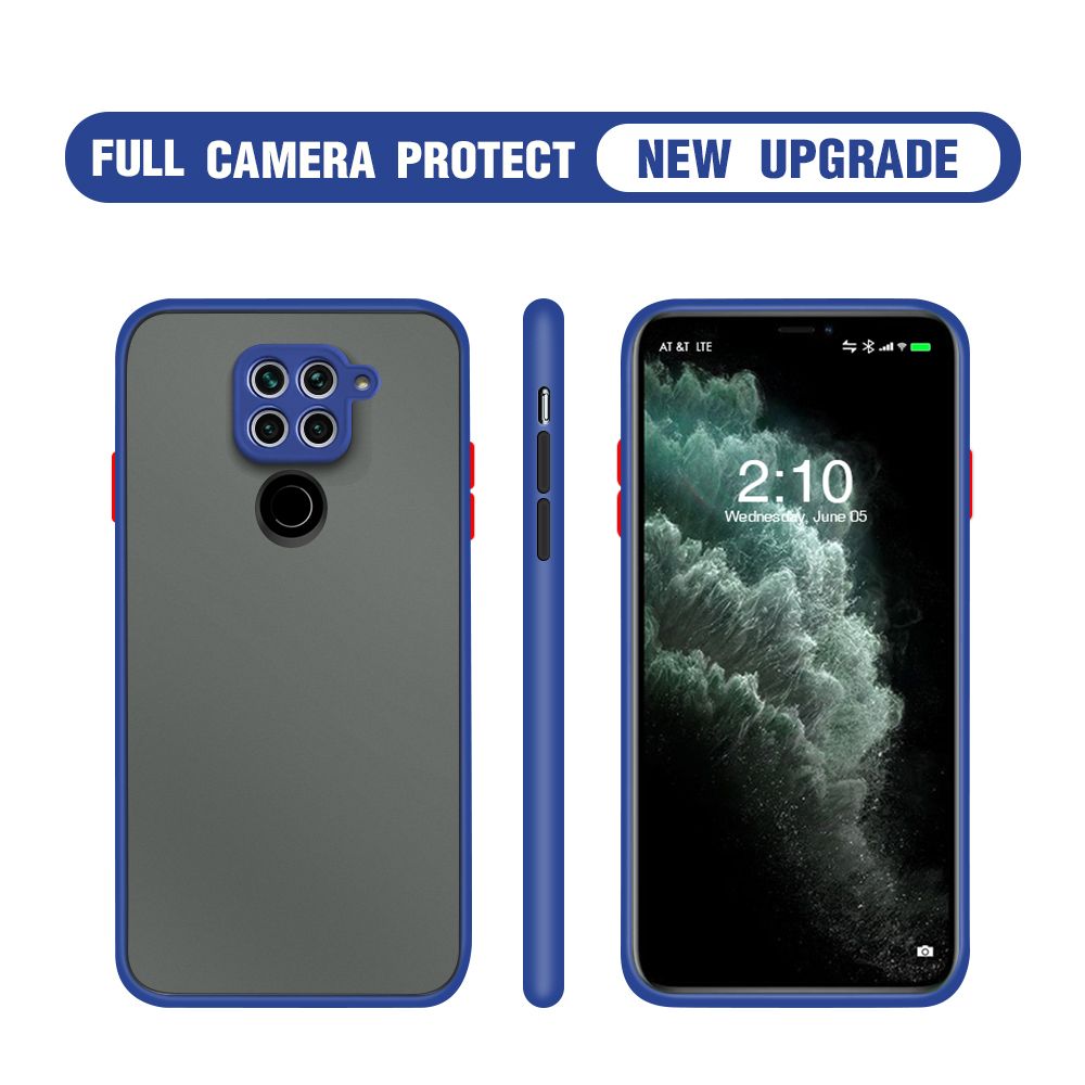 Hontinga for Redmi Note 9 Cover Simple Solid Color Case Edge Frosted Transparent Phone Cover