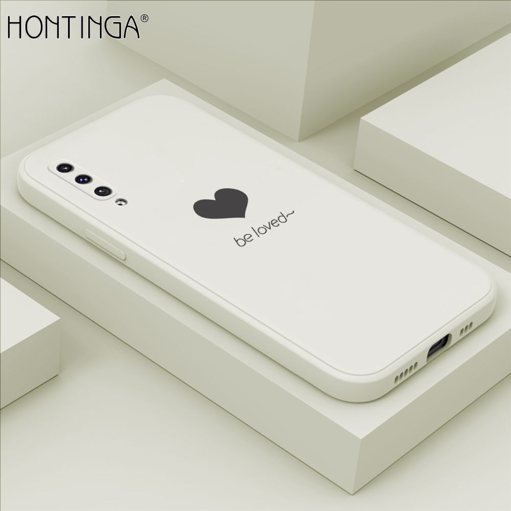 Hontinga for Samsung A50 A30S A50S Case Simple Lover Heart Pattern Back Cover Soft Square Edge Liquid Silicone Phone Cases