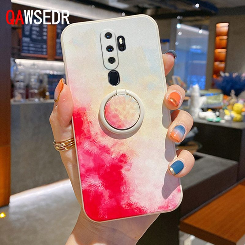 Case for OPPO A5  A9  A11X Watercolor Silicon Soft Phone Casing with Ring Holder