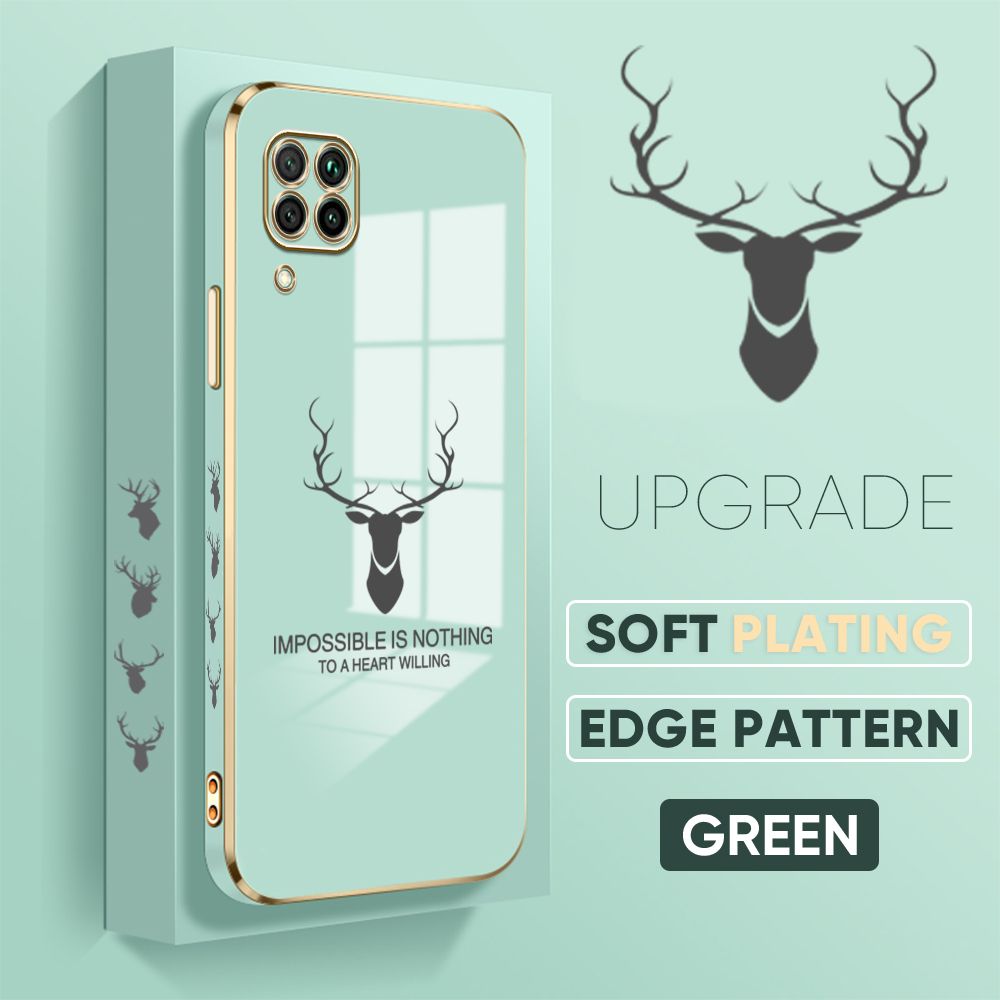 TA for Huawei Nova 7I Back Cover + Free Lanyard Simple Antlers Luxury 6D Plating Case Side Pattern Soft Silicone Square Phone Cases