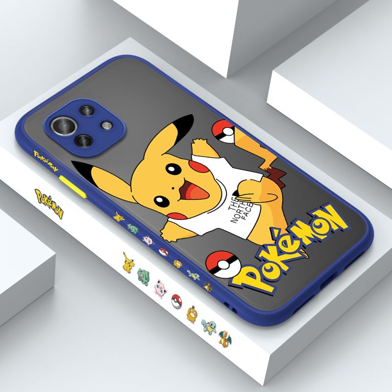 ZeroQiQi for Xiaomi 11 Lite Case White Clothes Pikachu Side Printing Cover Frosted Ultra Thin Protective Anti Fall Phone Case