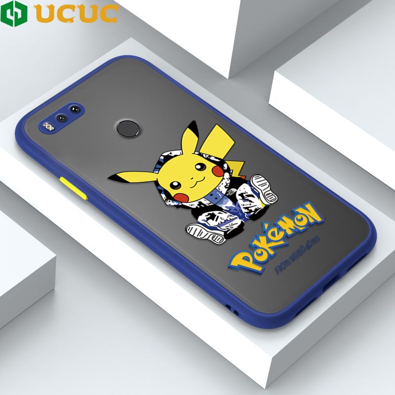 UCUC for Xiaomi 5X A1 Back Cover Wrapped Pikachu Frosted Transparent Hard Phone Case Thin Shockproof Full Cover Camera Protect Case