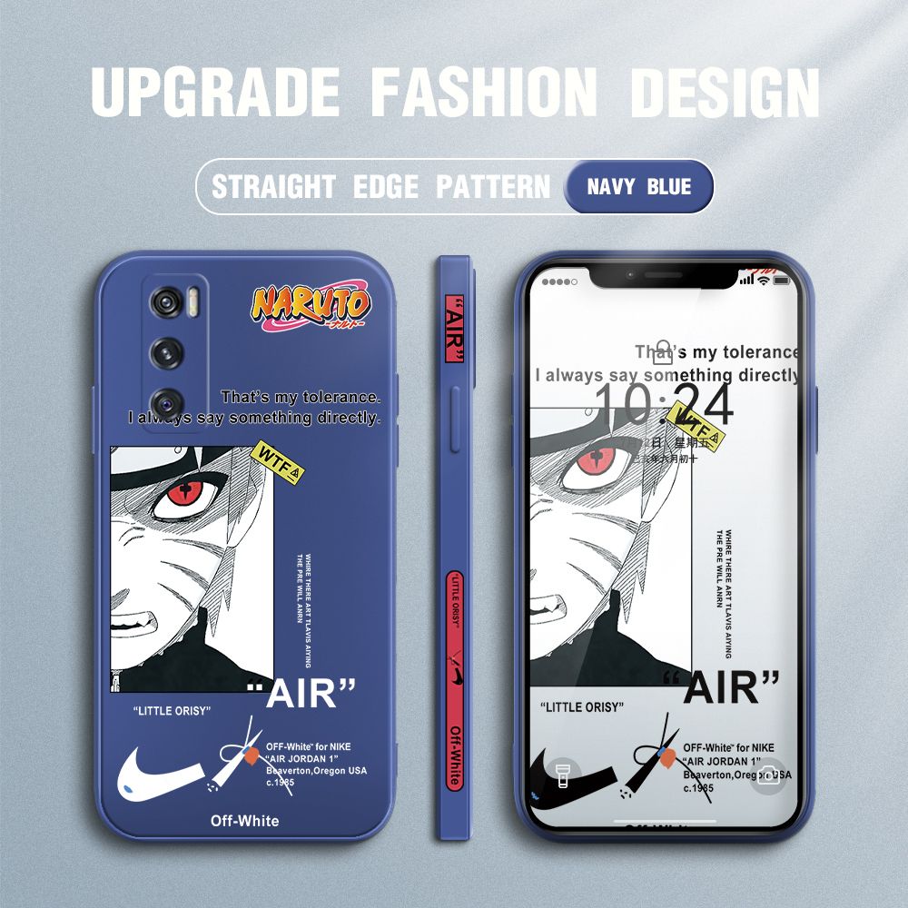 Jizetin for Vivo V20 SE Case Side Design Phone Cover Anime Uzumaki Naruto Cover Square Edge Pattern Liquid Silicone Trend Case