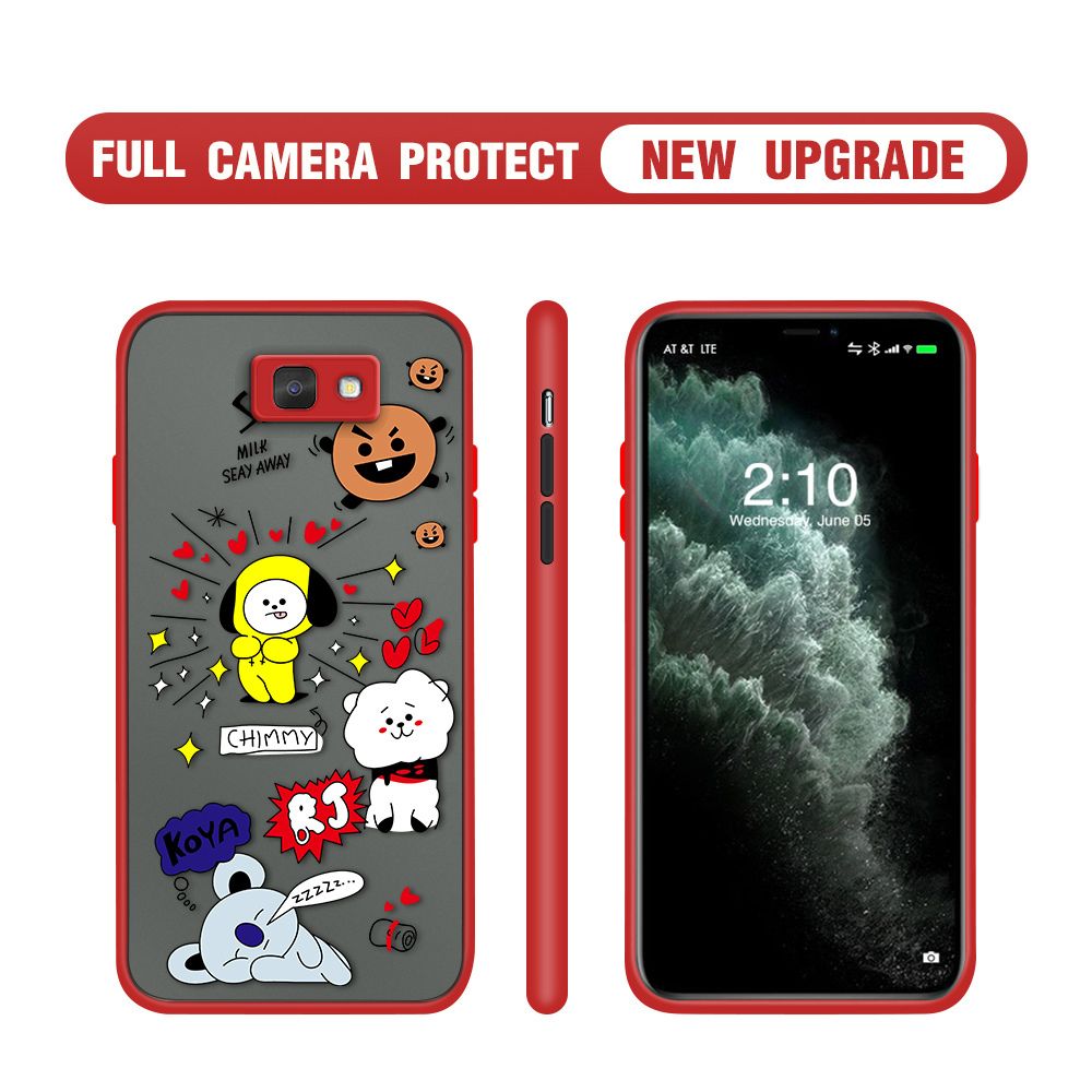 Hontinga for Samsung J7 Prime Case Cute Cartoon Animals Camera Shockproof Protection Casing Edge Frosted Transparent Phone Cover