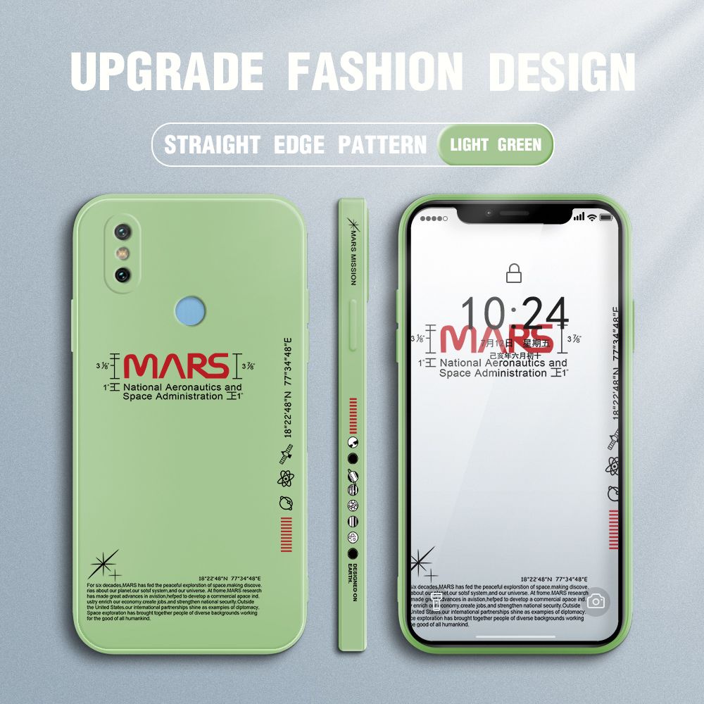 Jizetin for Xiaomi Mi 6X Case New NASA Design Side Design Phone Case Square Edge Pattern Liquid Silicone Cases Full Cover Camera Soft Protection Case