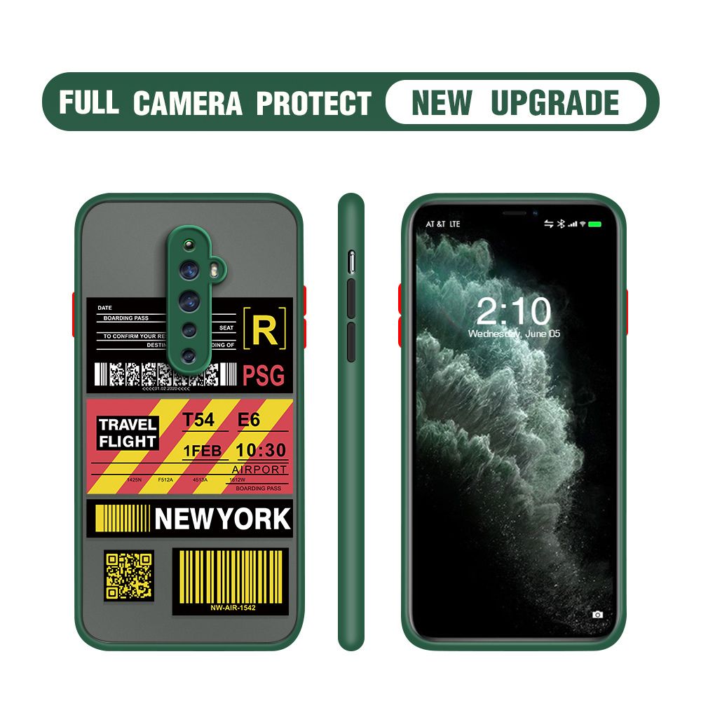 Hontinga for OPPO Reno2 Z / Reno2 F Case Creative Flight Ticket Cover Camera Shockproof Protection Case Edge Frosted Transparent Phone Cover