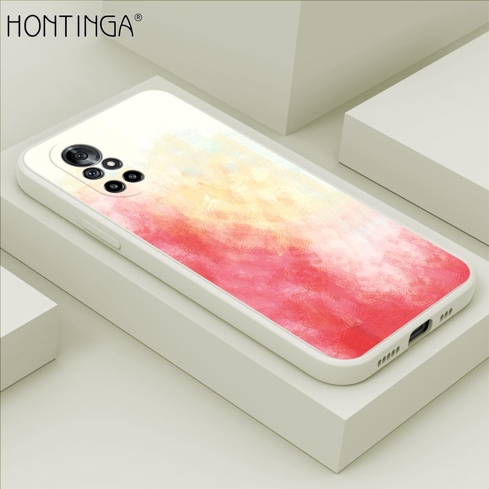 Hontinga for Huawei Nova 8 Case Watercolor Gradient Liquid Soft Square Silicone Phone Case Shockproof Protection Rubber Cover