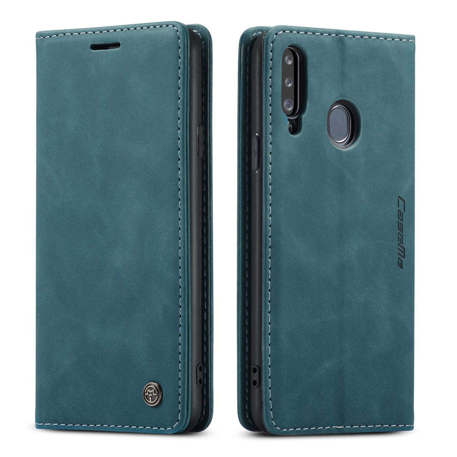 For Samsung Galaxy A20S Retro PU Leather TPU Inner Wallet Case Card Slots Magnetic Closure Flip Stand Casing Cover