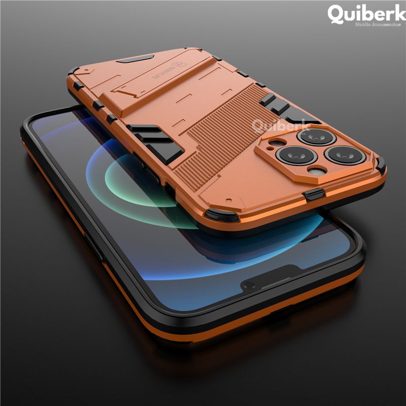 Quiberk for Apple iPhone 13 Pro Max Phone Case Kickstand Holder Hard Back Lens Protector Shockproof Cover