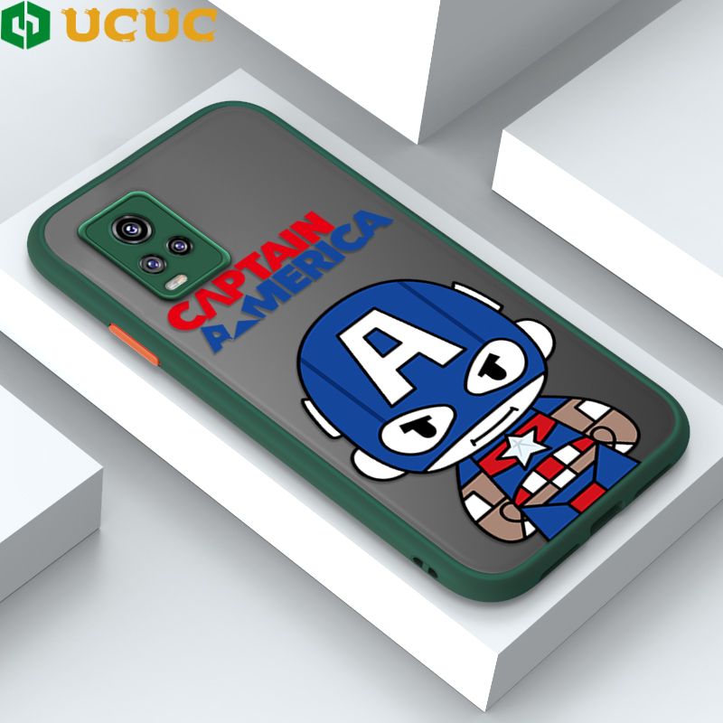 UCUC for Vivo V20 / V20 2021 Back Cover Captain America Frosted Transparent Hard Phone Case Thin Shockproof Full Cover Camera Protect Case